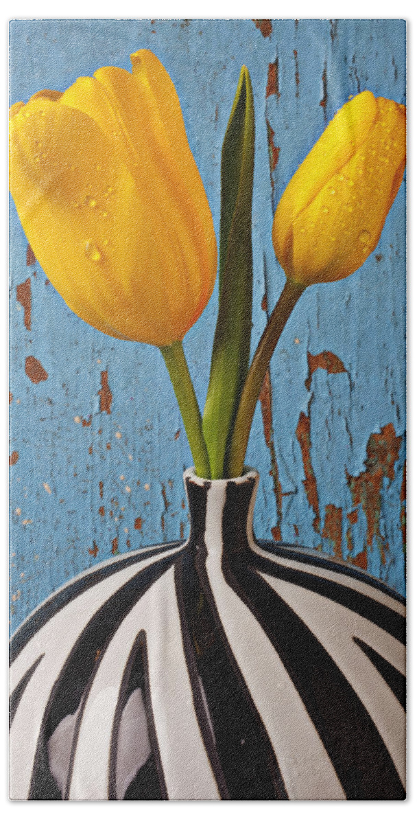 Two Yellow Hand Towel featuring the photograph Two Yellow Tulips by Garry Gay