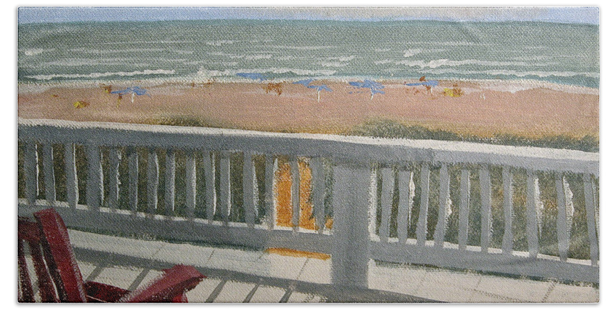 Tybee Island Bath Towel featuring the painting Tybee Island Porch by Rhodes Rumsey