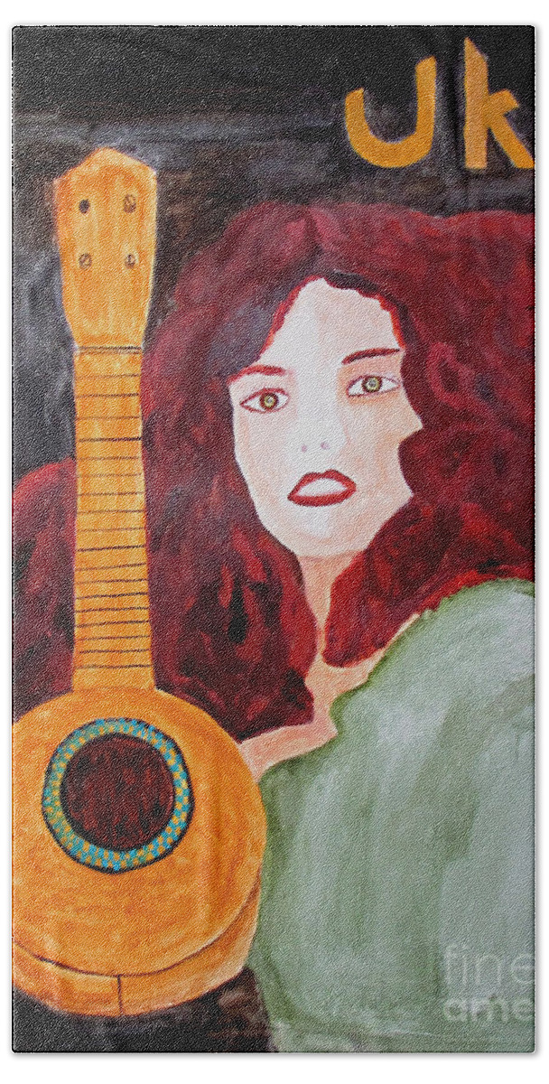 Watercolor Bath Towel featuring the painting Uke by Sandy McIntire
