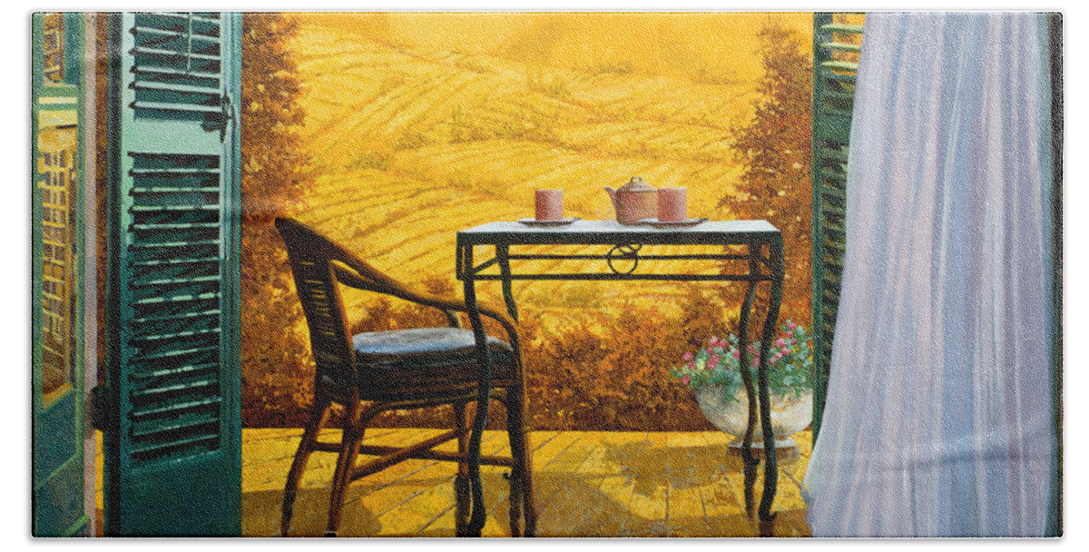 Terrace Bath Sheet featuring the painting Un Caldo Pomeriggio D'estate by Guido Borelli