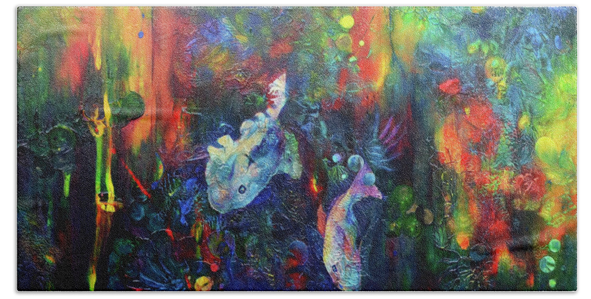 Fishes Bath Towel featuring the painting Under The Sea by Claire Bull