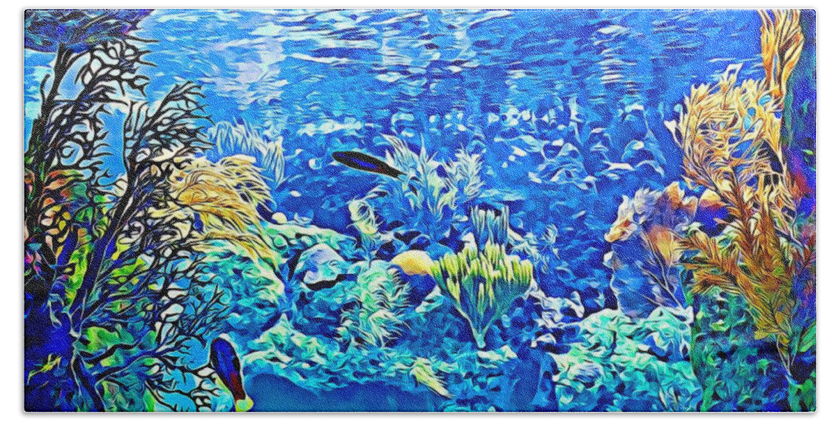 Ocean Hand Towel featuring the photograph Under water by Tatiana Travelways