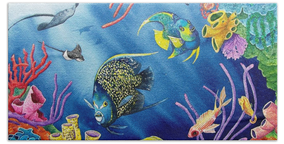 Undersea Bath Sheet featuring the painting Undersea Garden by Gale Cochran-Smith