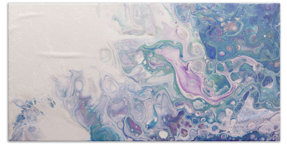 Jenny Rainbow Fine Art Photography Bath Towel featuring the photograph Underwater Worlds Fragment 5. Abstract Fluid Acrylic Painting by Jenny Rainbow