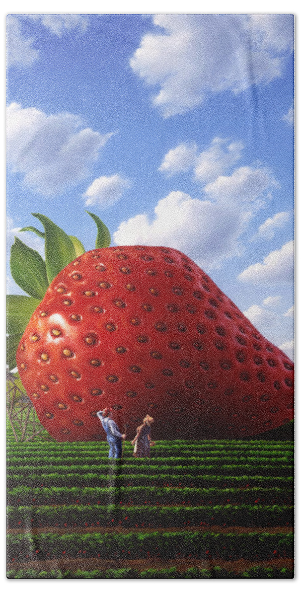 Strawberry Bath Towel featuring the painting Unexpected Growth by Jerry LoFaro