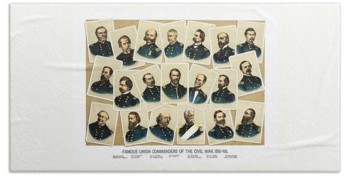 Civil War Hand Towel featuring the painting Union Commanders of The Civil War by War Is Hell Store