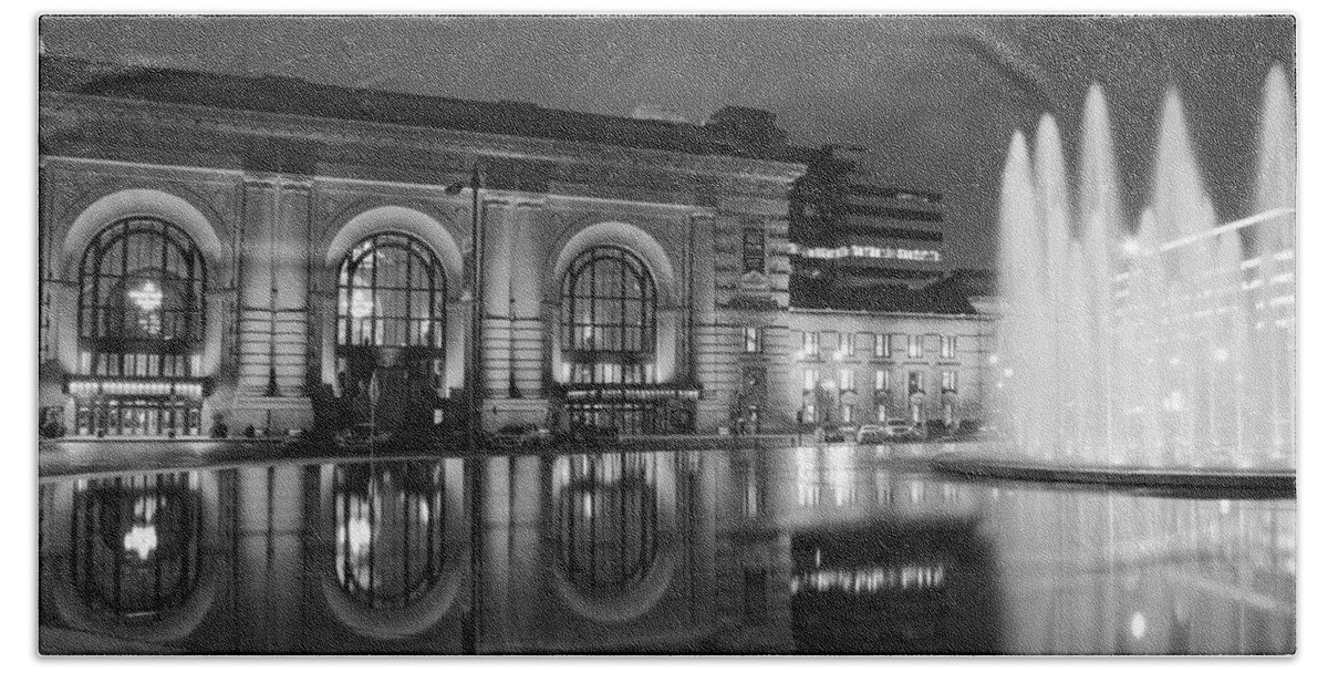Steven Bateson Bath Towel featuring the photograph Union Station Reflections by Steven Bateson