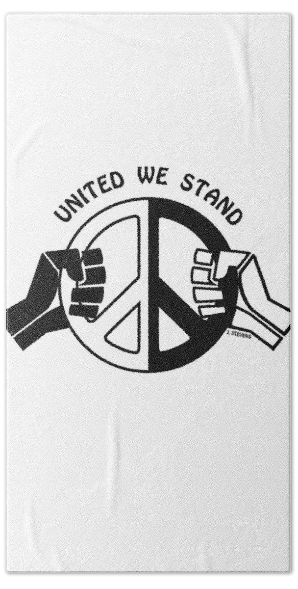 Protest Art Bath Towel featuring the drawing United We Stand by Joseph J Stevens