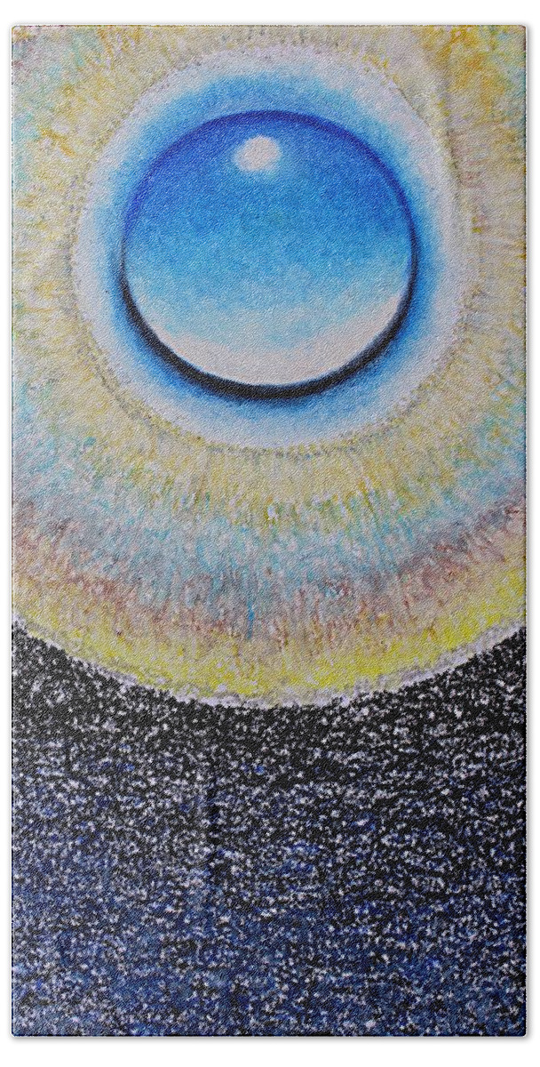 Abstract Bath Towel featuring the pastel Universal Eye in Blue by Norma Duch