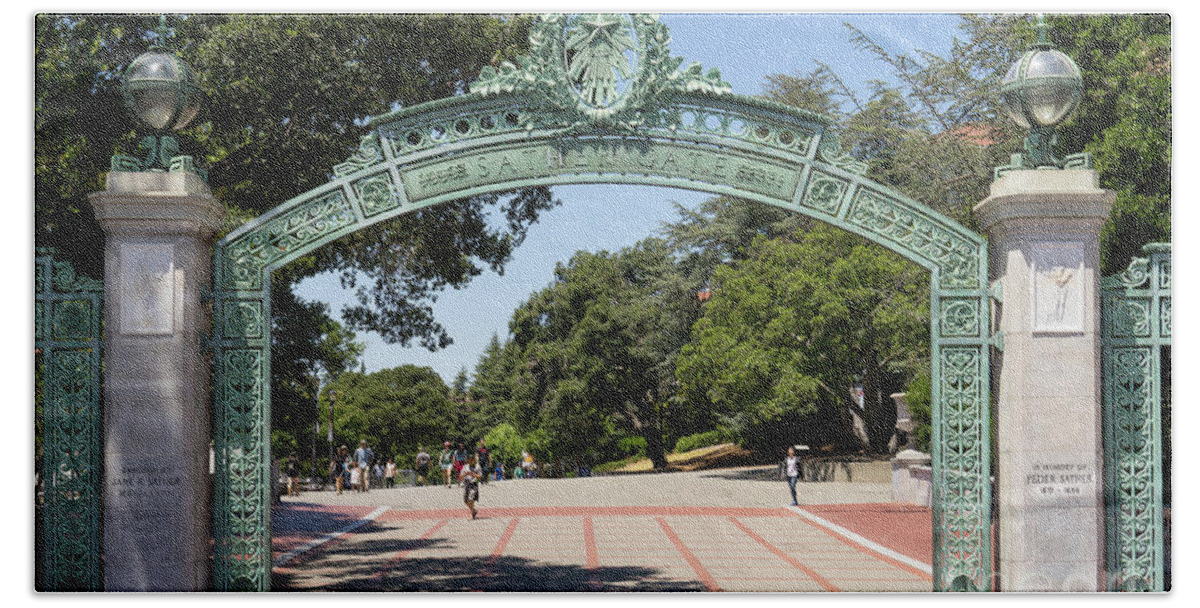 Wingsdomain Hand Towel featuring the photograph University of California Berkeley Historic Sather Gate DSC4072 by Wingsdomain Art and Photography
