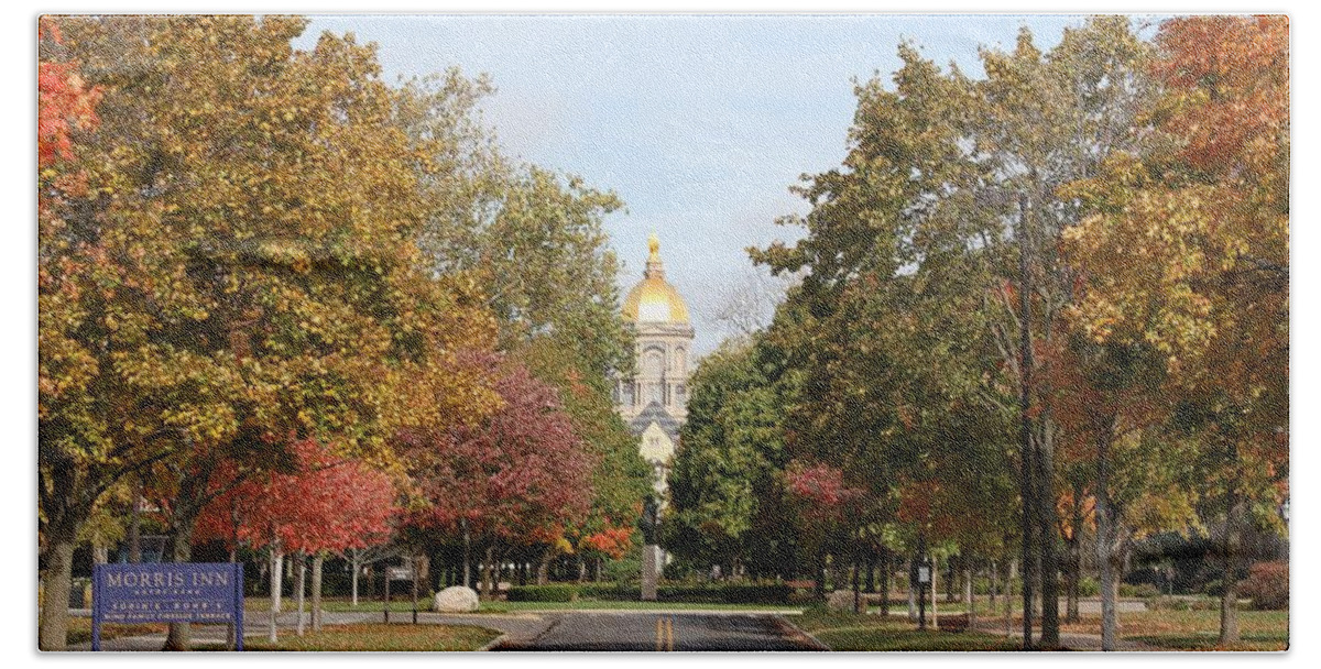 Notre Dame Hand Towel featuring the photograph University of Notre Dame by Jackson Pearson