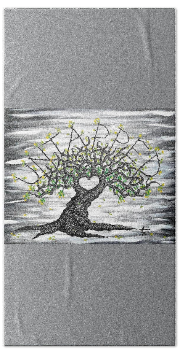 Love Hand Towel featuring the drawing Untapped Love Tree by Aaron Bombalicki