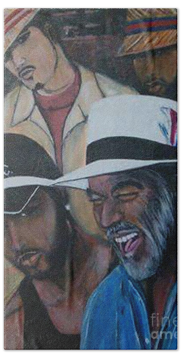  Bath Towel featuring the painting Urban Men Hat series by Tyrone Hart