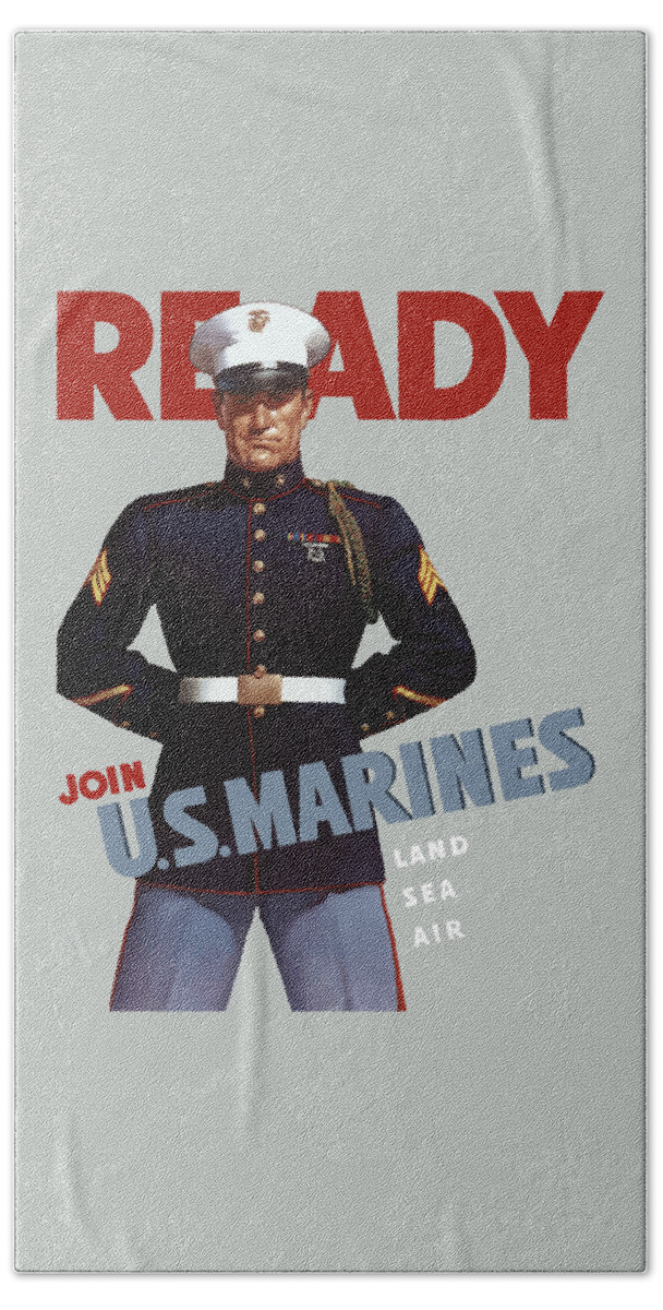 Marine Recruiting Bath Sheet featuring the painting US Marines - Ready by War Is Hell Store