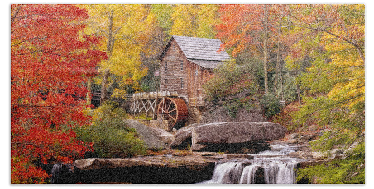 Photography Bath Towel featuring the photograph Usa, West Virginia, Glade Creek Grist by Panoramic Images