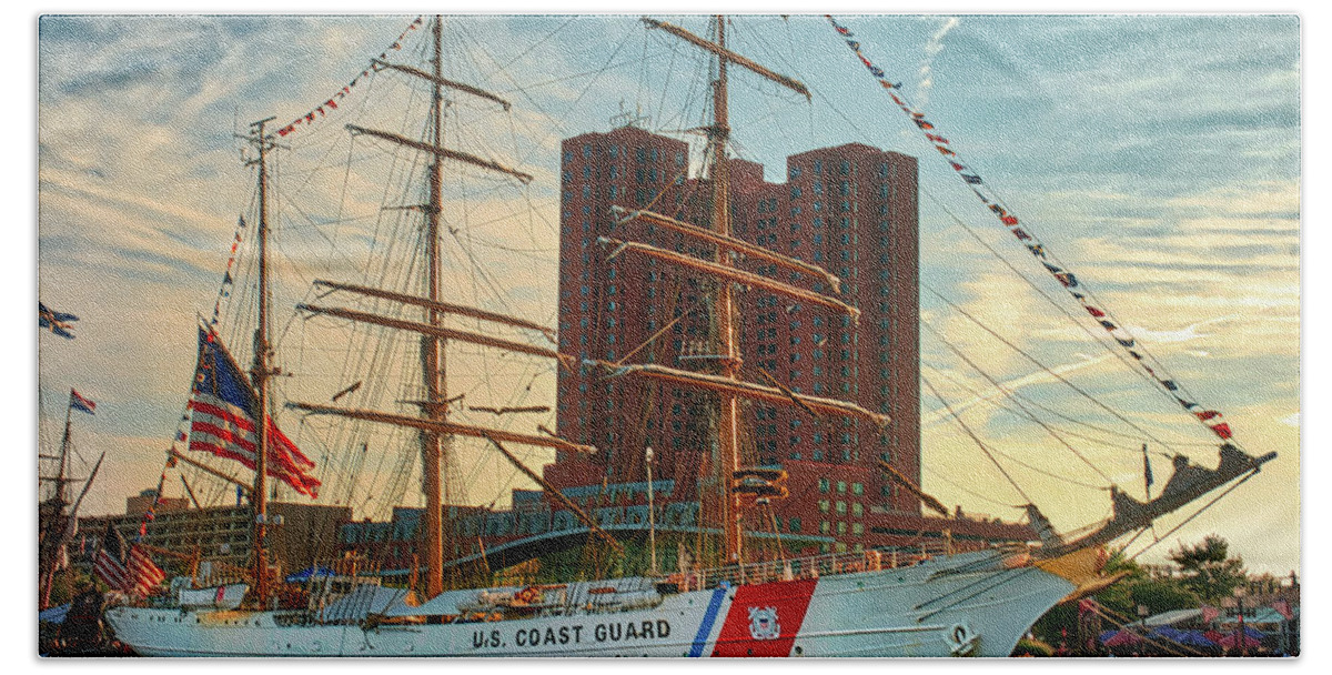 Baltimore Bath Towel featuring the photograph USCGC Barque Eagle by Mark Dodd