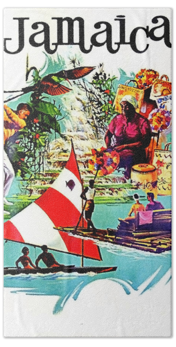 Vacation Bath Towel featuring the painting Vacation in Jamaica, travel poster by Long Shot