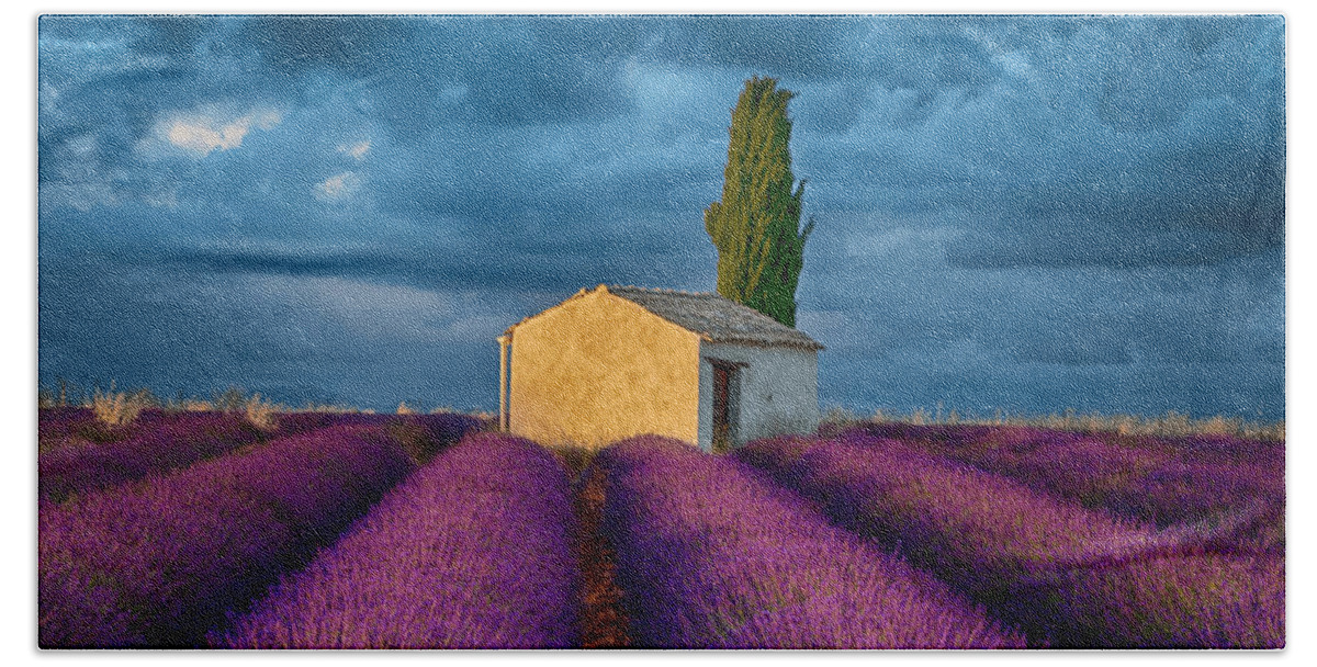 Valensole Hand Towel featuring the photograph Valensole Shed by Matt Cohen
