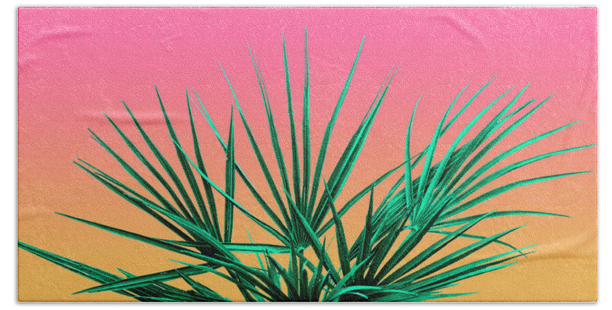 Palm Tree Bath Towel featuring the photograph Vaporwave Palm Life - Miami Sunset by Jennifer Walsh