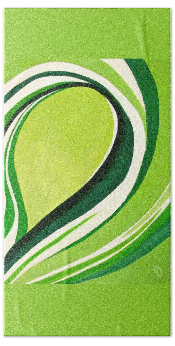 Abstract Hand Towel featuring the painting Variegated Loops by Renee Noel