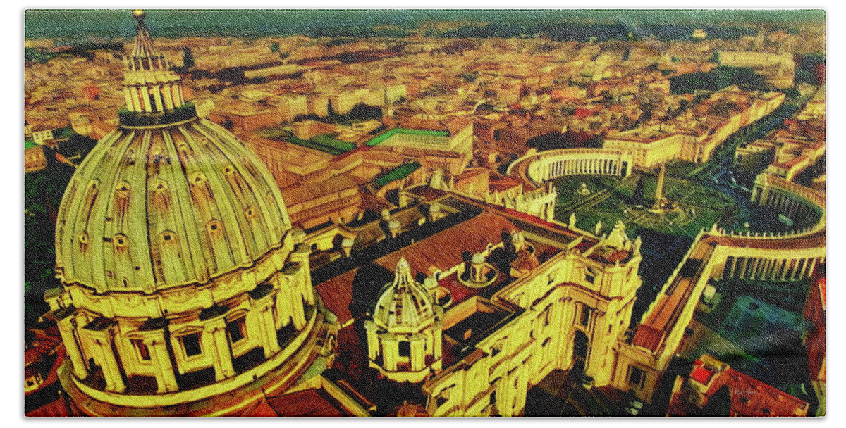 Vatican City Bath Towel featuring the mixed media Vatican City Rome Italy by Russ Harris