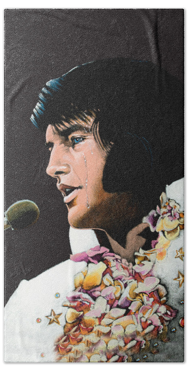 Elvis Bath Towel featuring the painting Velvet Elvis by Steven Stines