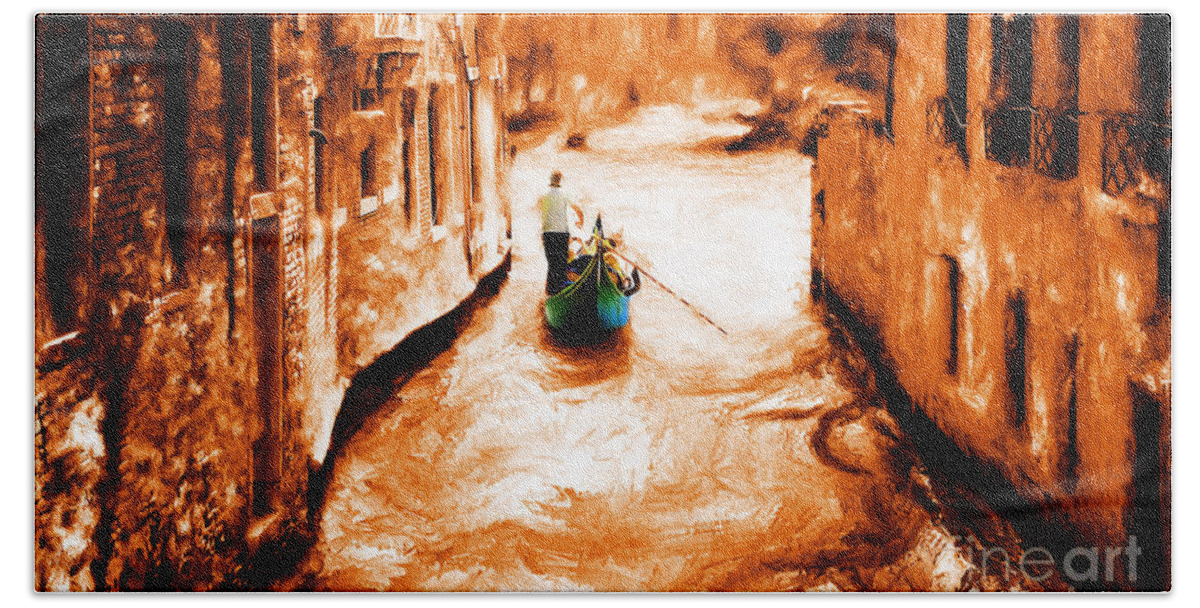 Venice City Bath Towel featuring the painting Venice city by Gull G