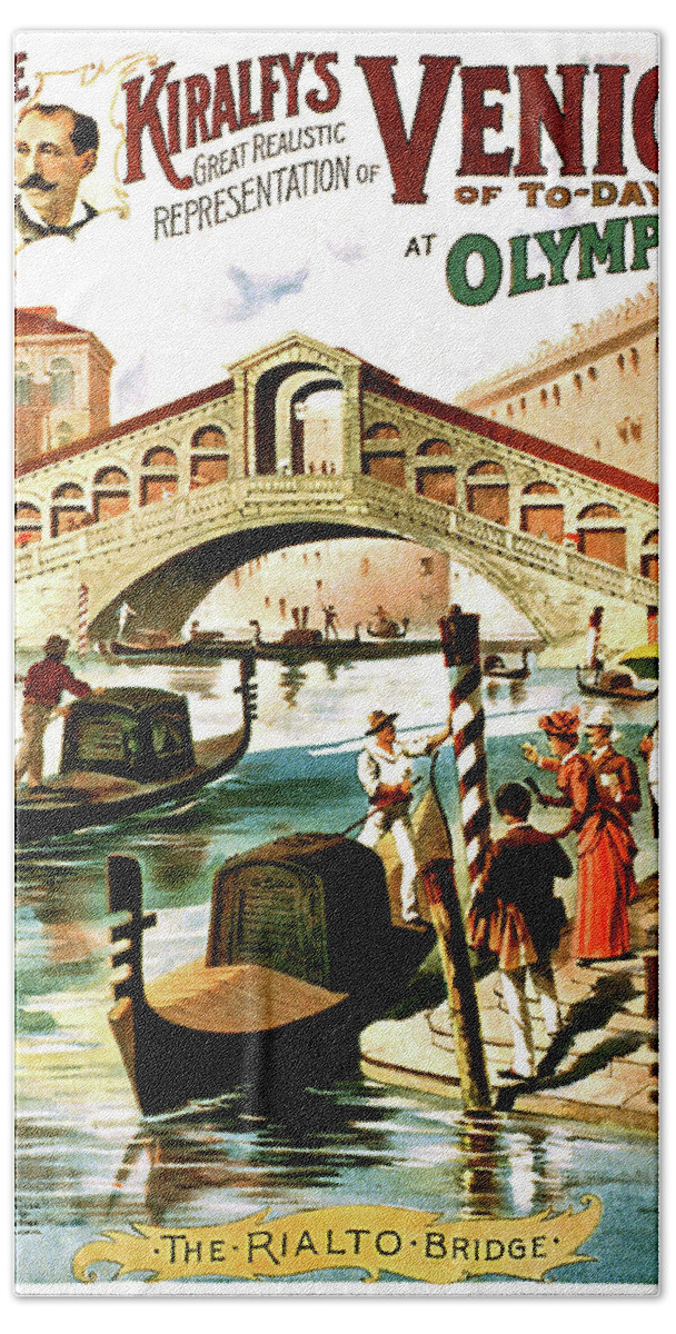 Venice Hand Towel featuring the painting Venice of today at Olympia, Imre Kiralfy's presentation by Long Shot