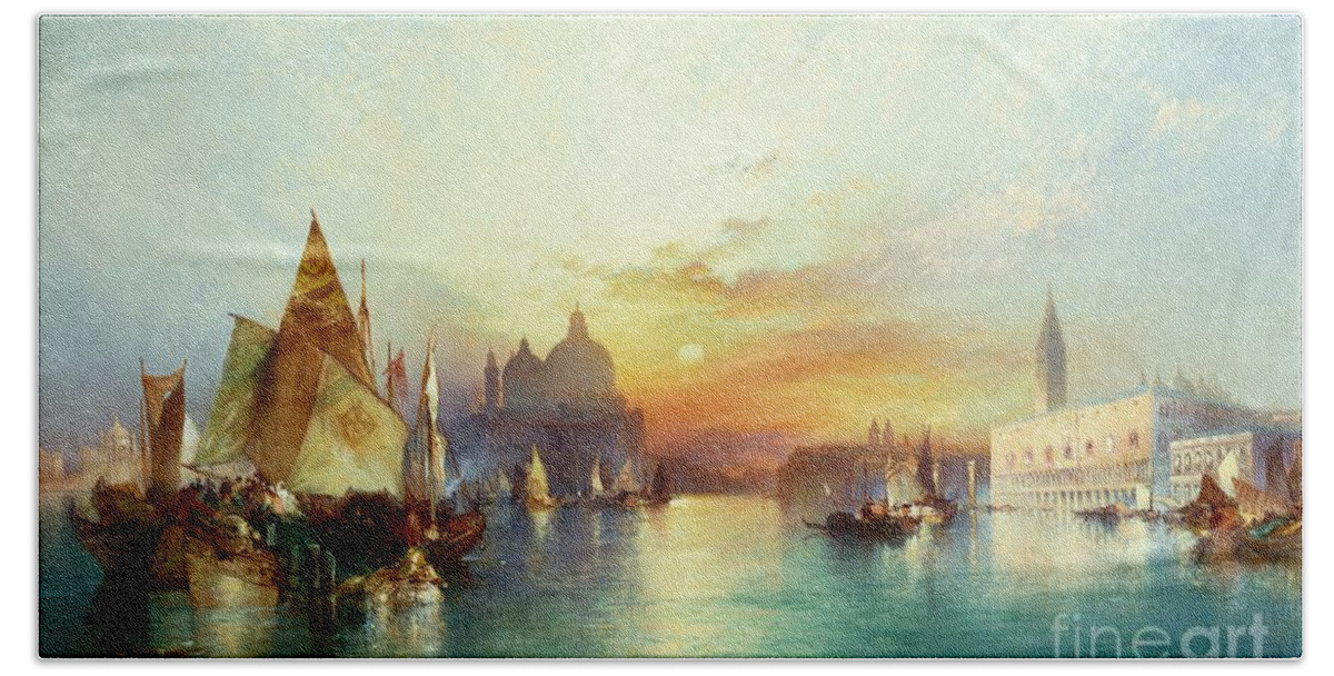 Venetian Scene Bath Sheet featuring the painting Venice, 1897 by Thomas Moran