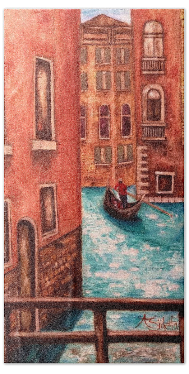 Venus Bath Towel featuring the painting Venice by Annamarie Sidella-Felts