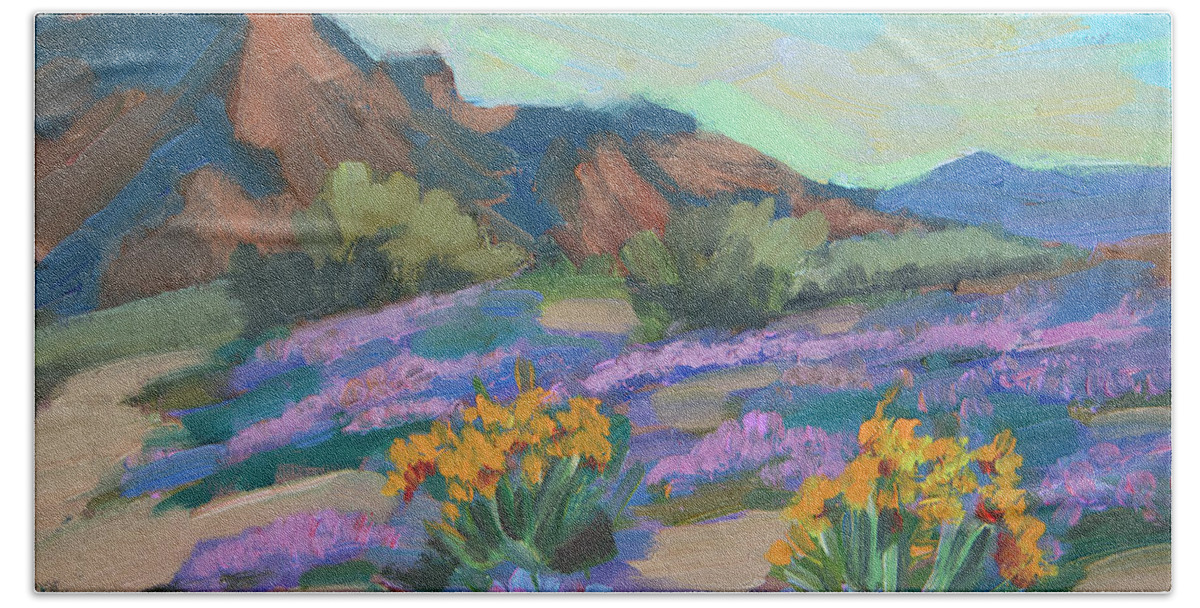 Verbena Hand Towel featuring the painting Verbena and Spring by Diane McClary