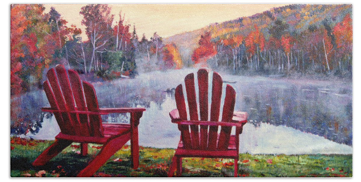 Landscape Hand Towel featuring the painting Vermont Romance by David Lloyd Glover