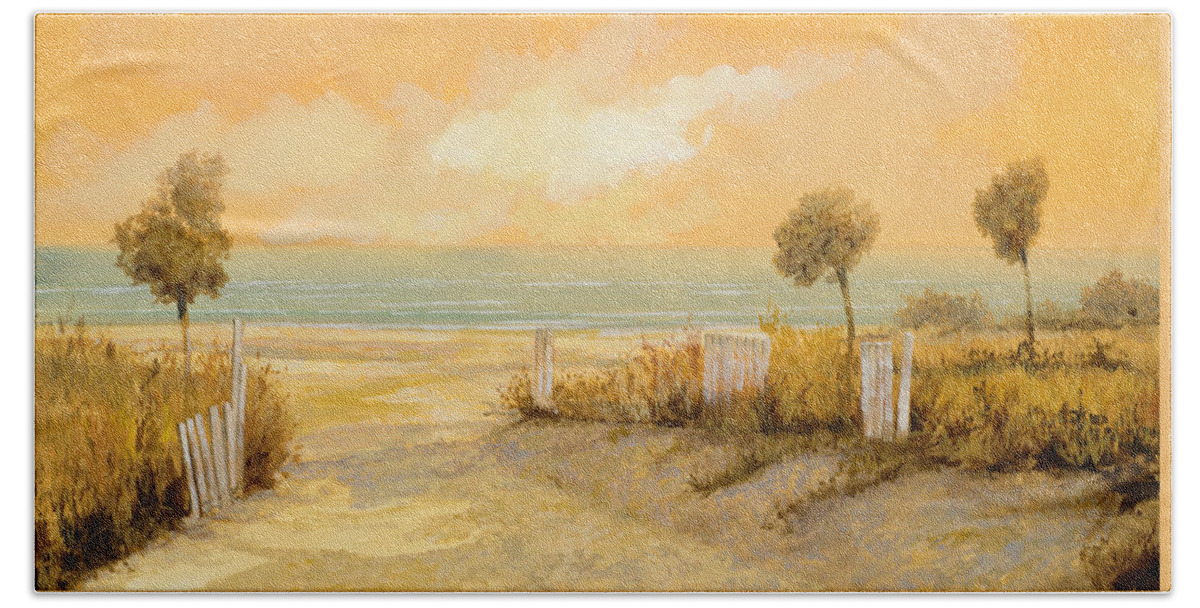 Beach Bath Sheet featuring the painting Verso La Spiaggia by Guido Borelli