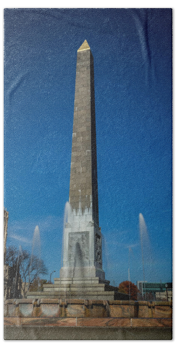 Indiana Hand Towel featuring the photograph Veteran's Memorial Plaza by Ron Pate