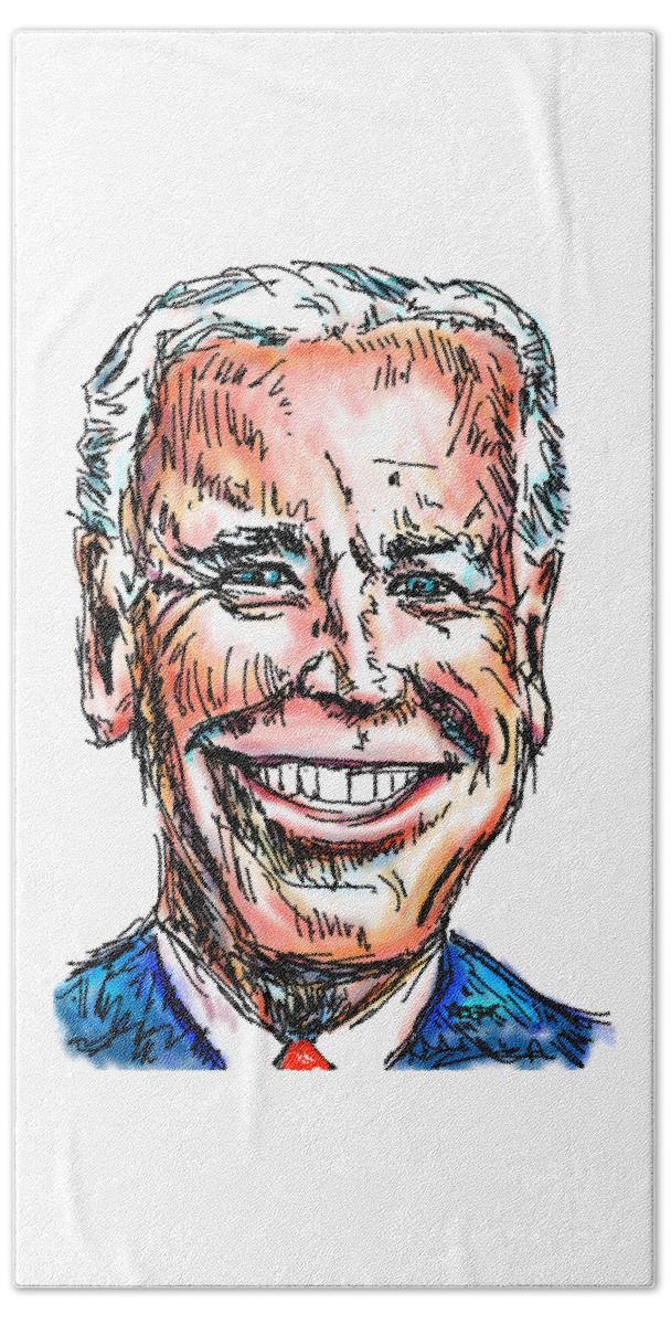 Joe Biden Bath Towel featuring the digital art President Joe Biden by Robert Yaeger