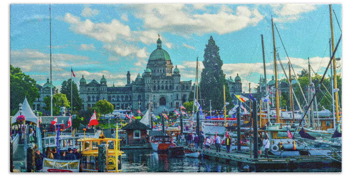 Boats Bath Towel featuring the photograph Victoria Harbor Boat Festival by Jason Brooks
