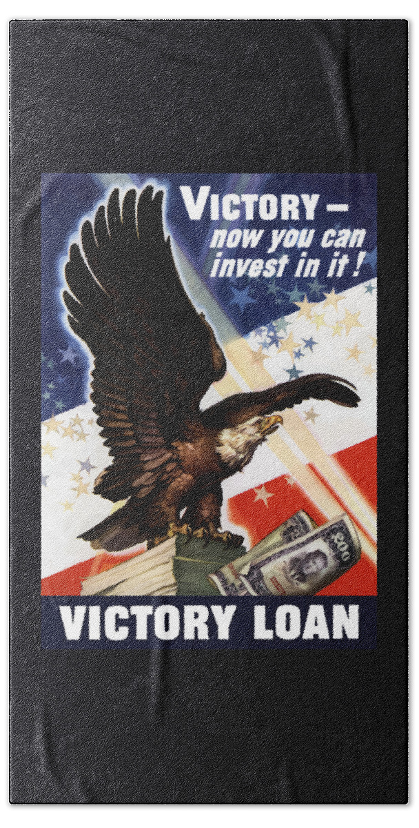 War Loan Hand Towel featuring the painting Victory Loan Bald Eagle by War Is Hell Store
