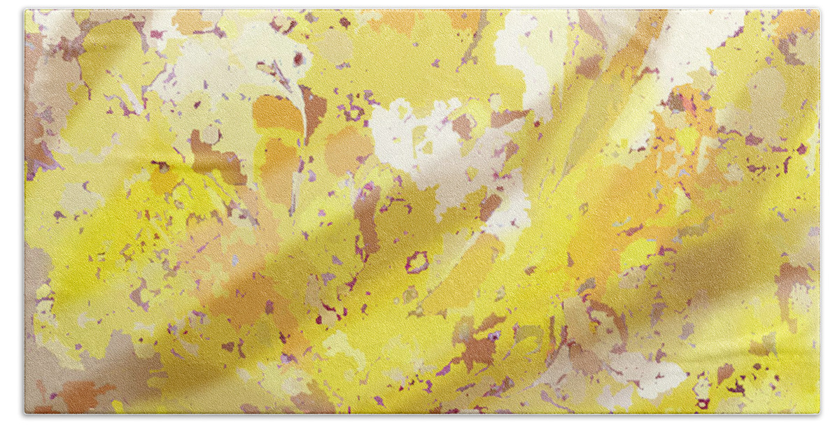 Yellow Bath Towel featuring the digital art View From Above in Yellow by Julia Underwood