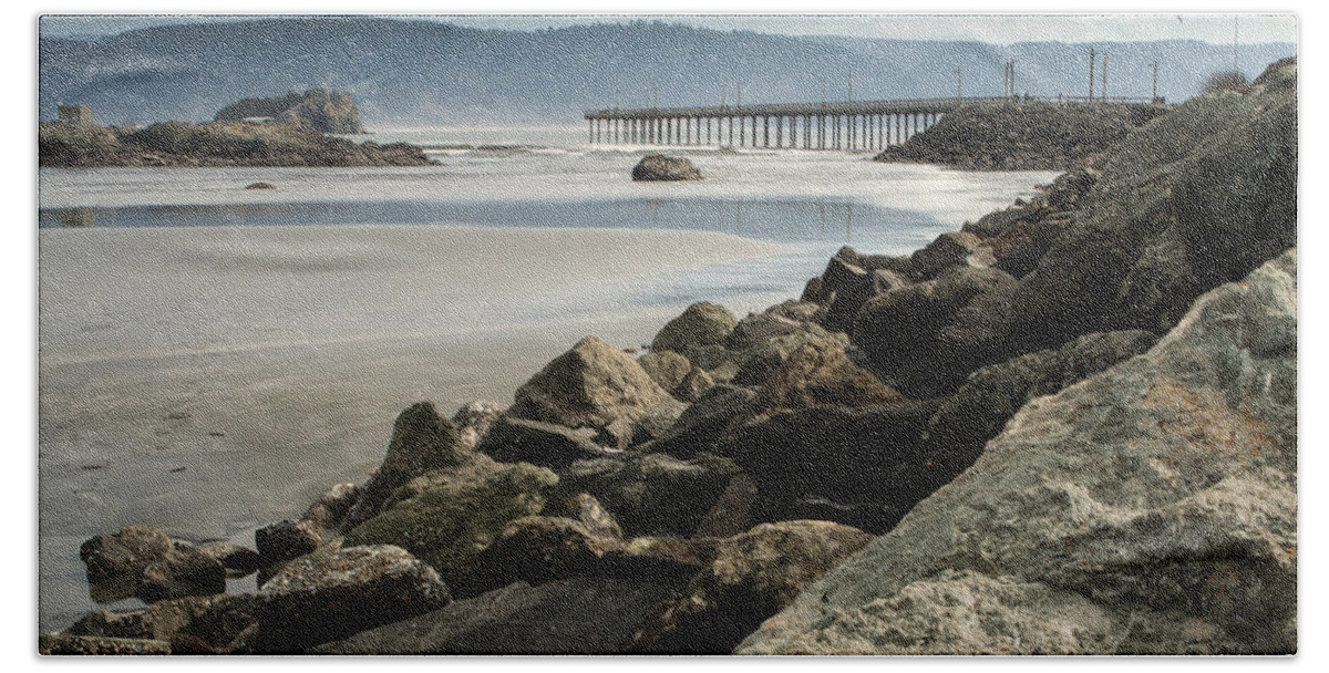 B Street Pier Hand Towel featuring the photograph View from the Beach by Betty Depee