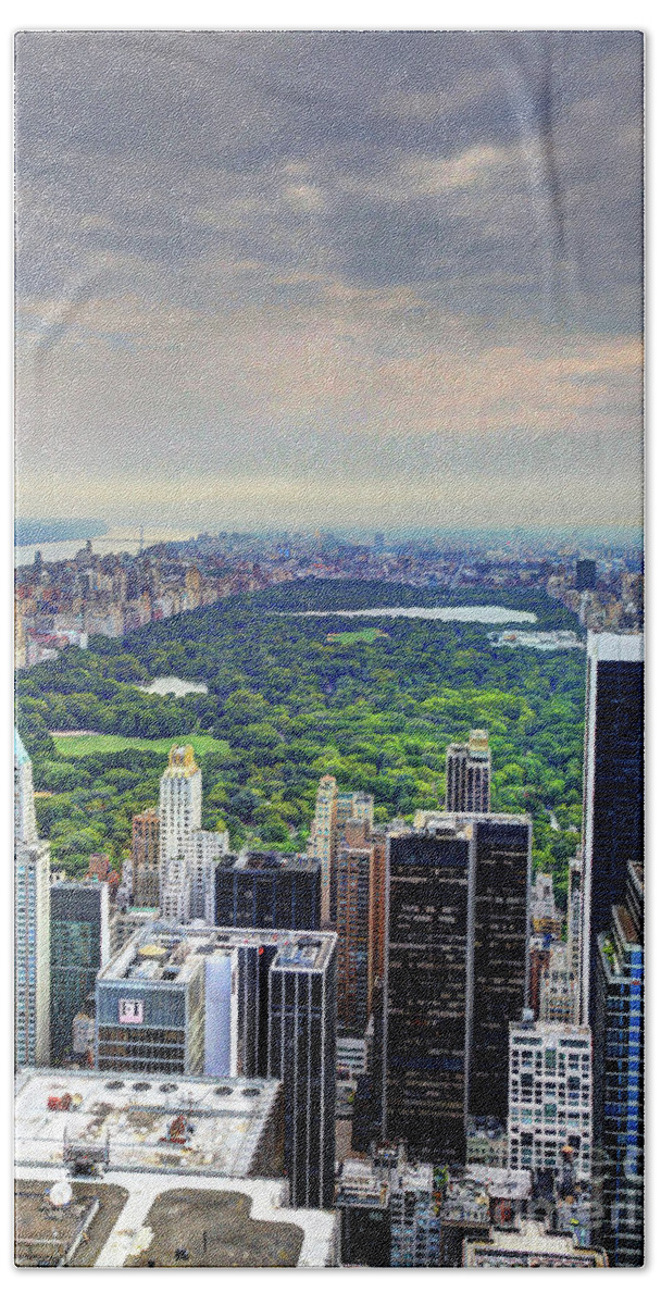 Architecture Bath Towel featuring the photograph View From the Top of The Rock Rockefeller Center NYC II by Wayne Moran