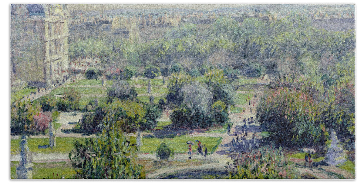 View Hand Towel featuring the painting View of the Tuileries Gardens by Claude Monet