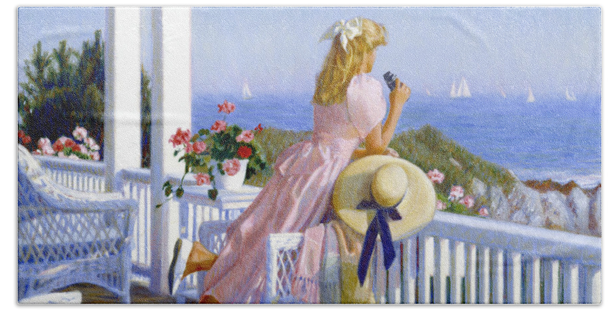 Woman Hand Towel featuring the painting View Point by Candace Lovely