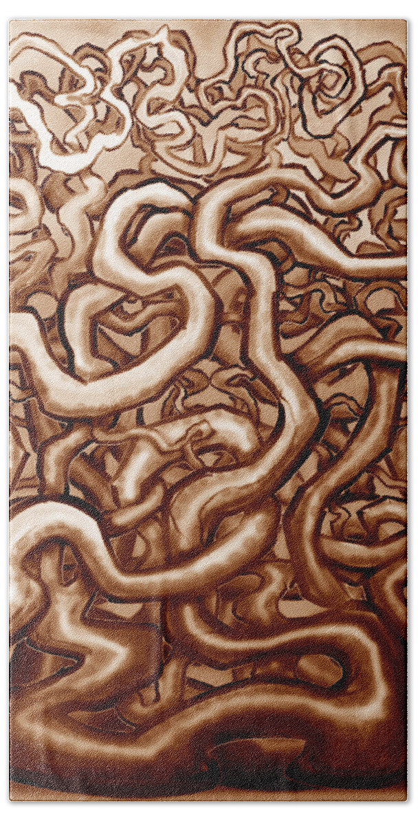 Twisted Bath Towel featuring the digital art Vines of Brown by Kevin Middleton