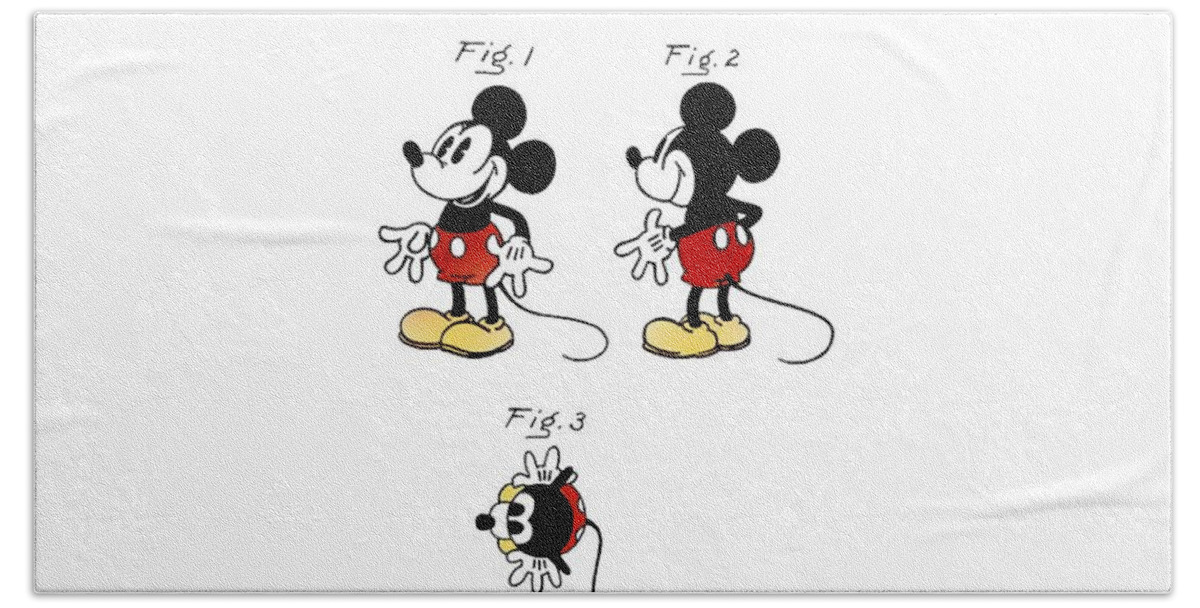 Vintage Bath Towel featuring the digital art Vintage 1930 Mickey Mouse Patent by Bill Cannon