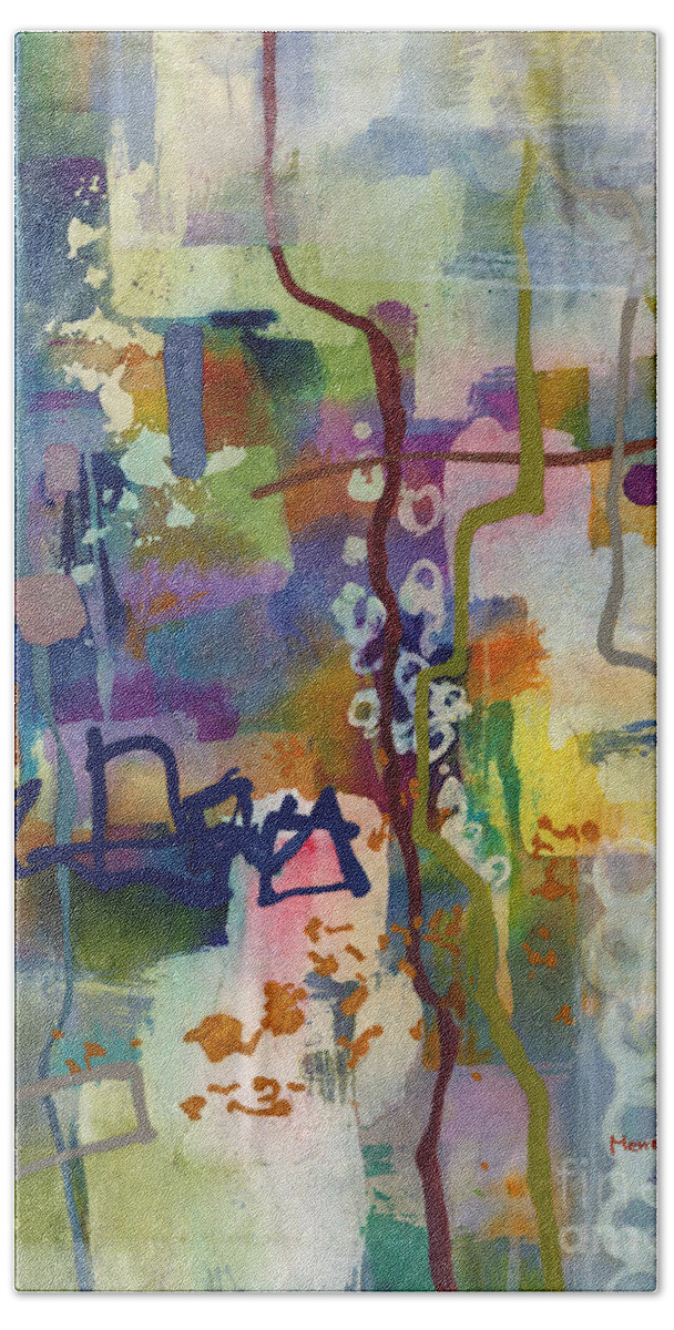 Abstract Hand Towel featuring the painting Vintage Atelier 2 by Hailey E Herrera