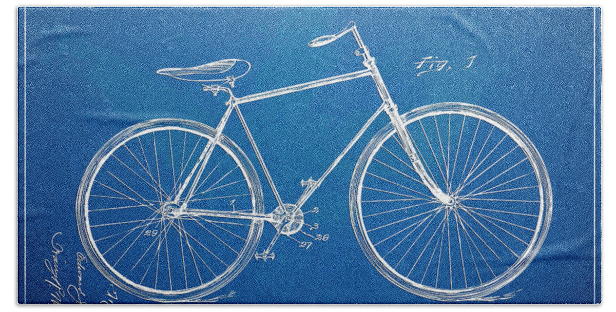 Bicycle Bath Towel featuring the digital art Vintage Bicycle Patent Artwork 1894 by Nikki Marie Smith