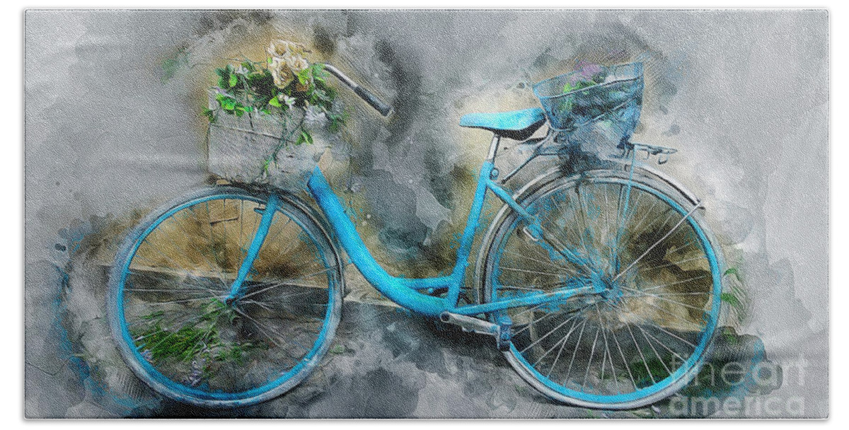 Bicycle Bath Towel featuring the mixed media Vintage Bike by Ian Mitchell