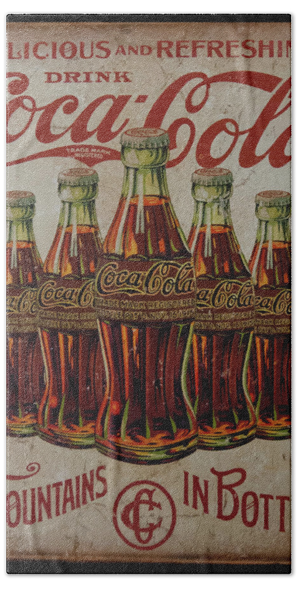 Cocacola Bath Towel featuring the photograph vintage Coca Cola sign by Flees Photos