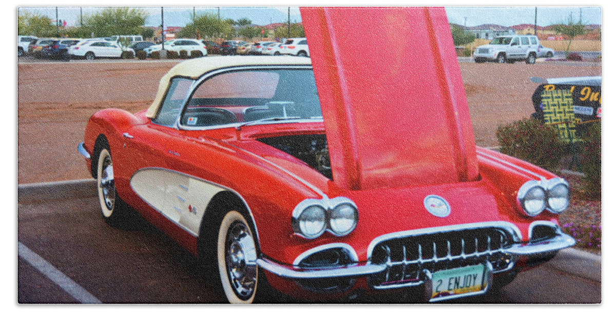 Transportation Bath Sheet featuring the photograph Vintage Corvette by Nancy Jenkins