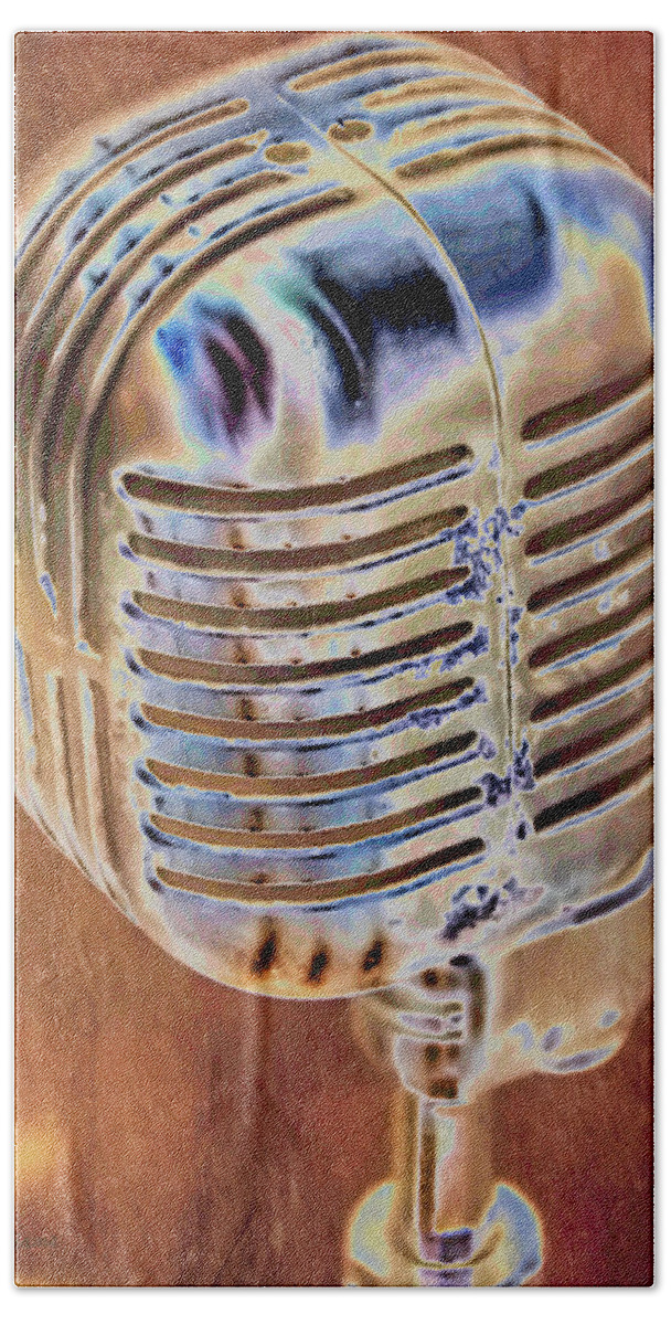 Music Bath Towel featuring the photograph Vintage Microphone by Pamela Williams